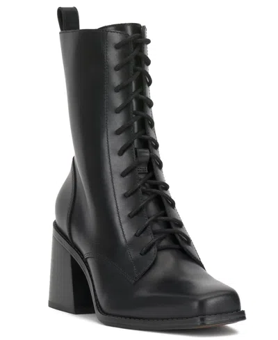 Vince Camuto Women's Safina Lace-up Block-heel Booties In Black