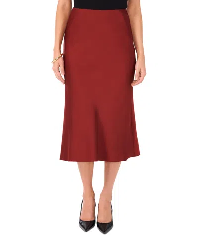 Vince Camuto Women's Satin A-line Pull-on Midi Skirt In Fired Brick