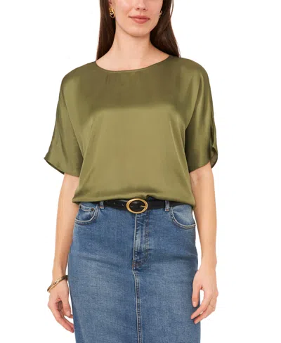 Vince Camuto Women's Satin Dolman-sleeve Top In Olive Mist