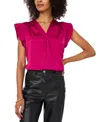 Vince Camuto Women's Satin Flutter-sleeve V-neck Top In Firecly Fuchsia