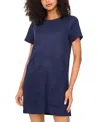 Vince Camuto Faux Suede Paneled Shift Dress In Blue