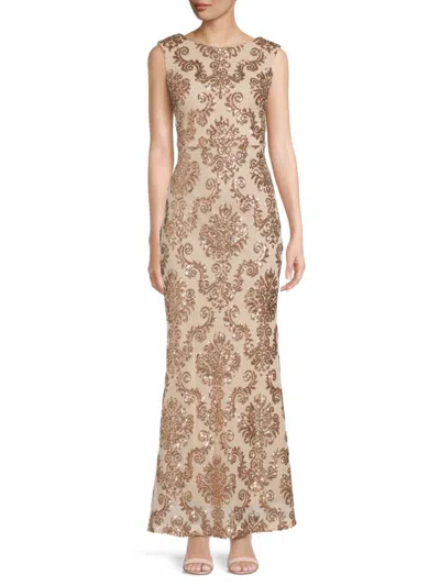 Vince Camuto Women's Sequin Boatneck Gown In Champagne