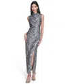 Vince Camuto Women's Sequin Lace High-cowl Neck Dress In Gray