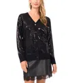 Vince Camuto Women's Sequin Long Sleeves Cardigan Sweater In Black