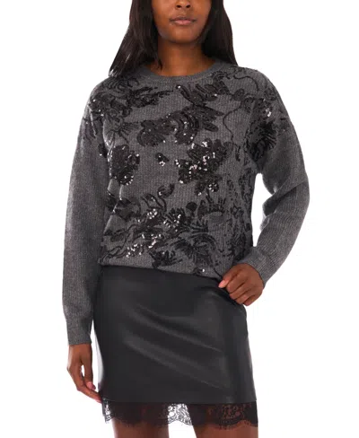 Vince Camuto Women's Sequin Long Sleeves Sweater In Gray