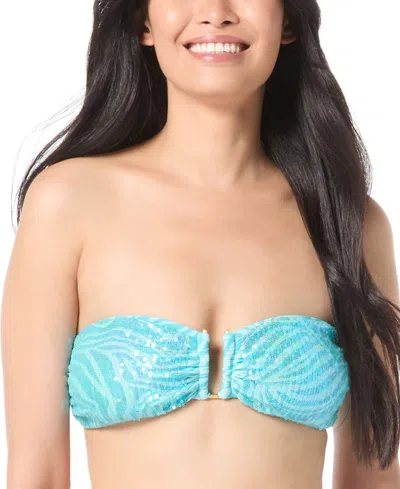 VINCE CAMUTO WOMEN'S SEQUIN PRINTED BANDEAU BIKINI TOP