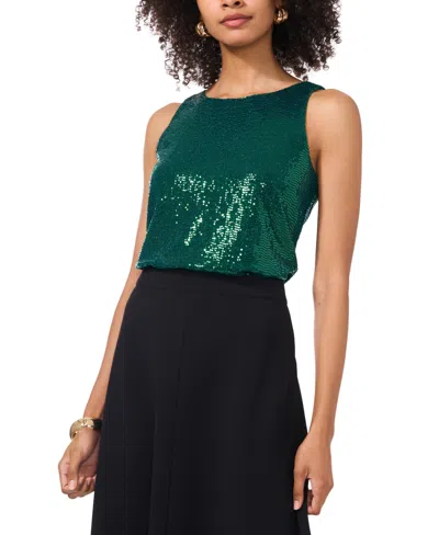 Vince Camuto Womens Sequined Nylon Tank Top In Arresting Emerald