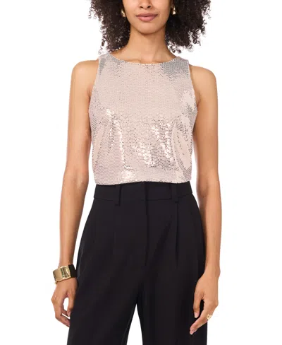 Vince Camuto Women's Metallic Sequined Sleeveless Top In Rose Gold