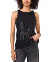 Vince Camuto Women's Sequin Sleeveless Top In Rich Black