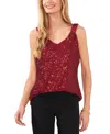 Vince Camuto Sequin Satin Strap Tank In Dark Wine