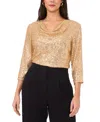 Vince Camuto Womens Sequined Mesh Blouse In Gold
