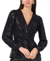 Vince Camuto Womens Metallic Nylon Wrap Top In Rich Black