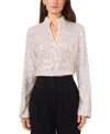 Vince Camuto Women's Sequined Split-neck Tunic Blouse In Silver