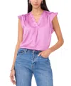 Vince Camuto Tonal Satin Stripe Flutter Sleeve Top In Dusty Lavendar