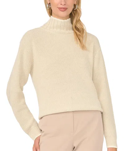 Vince Camuto Women's Shaker-stitch Turtleneck Long-sleeve Sweater In Neutral