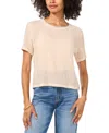 Vince Camuto Geo Stretch Lace Short Sleeve Top In New Ivory