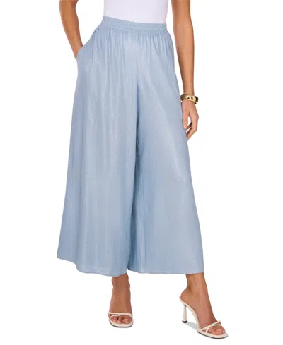 Vince Camuto Women's Shimmer Mid-rise Wide-leg Pants In Lake Breeze