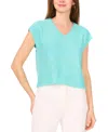 Vince Camuto Sequin Accent Short Sleeve Sweater In Pale Teal