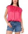 Vince Camuto Textured Satin Bubble Top In Red