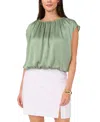 Vince Camuto Textured Satin Bubble Top In Green