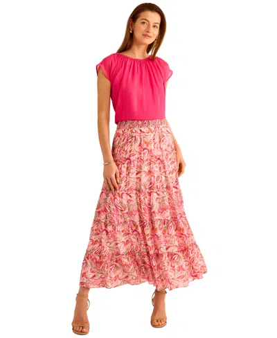 Vince Camuto Women's Shirred Sleeveless Bubble Top In Pink