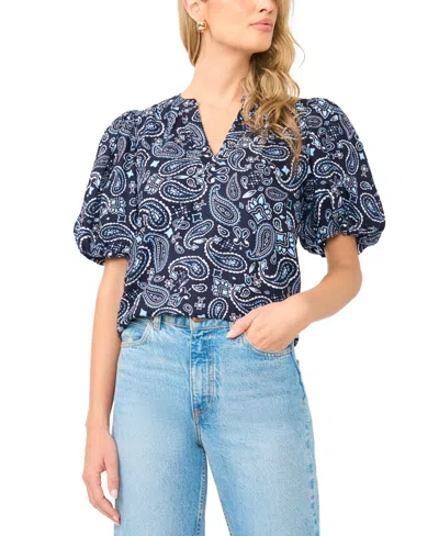 Vince Camuto Women's Short Puff-sleeve Blouse In Blue