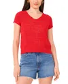 Vince Camuto Short Sleeve Organic Cotton Blend Sweater In Red