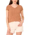 Vince Camuto Short Sleeve Organic Cotton Blend Sweater In Brown