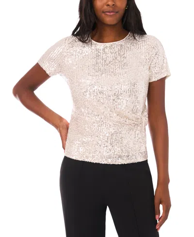 Vince Camuto Women's Short Sleeve Side Knot Top In Metallic