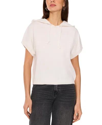 Vince Camuto Women's Short-sleeve Sweater Hoodie In Antique White