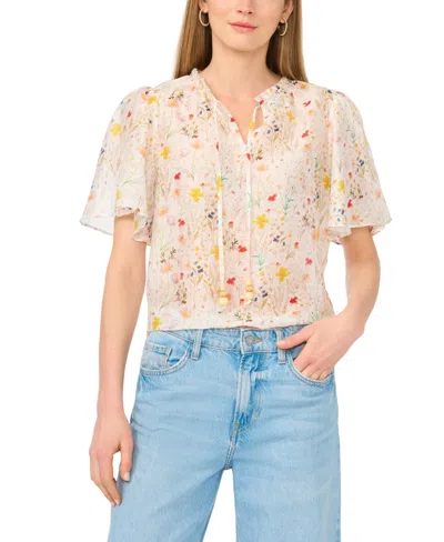 Vince Camuto Women's Short-sleeve Crewneck Pull-on Blouse In White