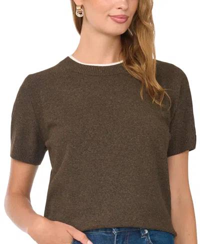 Vince Camuto Women's Short-sleeve Crewneck Sweater In Brown