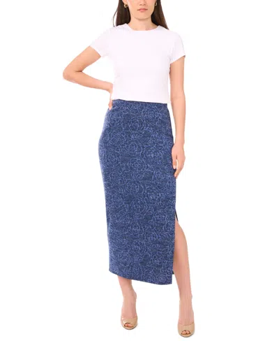 Vince Camuto Women's Side-slit Knit Skirt In Blue