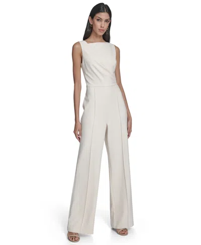 Vince Camuto Women's Signature Stretch Boat Neck Jumpsuit In White