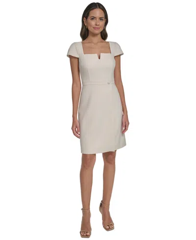 Vince Camuto Women's Signature Stretch Cap Sleeve Fit And Flare Dress In Neutral