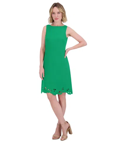 Vince Camuto Women's Signature Stretch Crepe Scalloped-hem Dress In Green