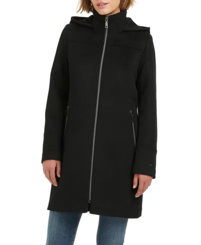 Vince Camuto Women's Single-breasted Fitted Drap Wool Blend Coat In Black
