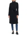 Vince Camuto Women's Single-breasted Fitted Melton Wool Blend Coat In Black