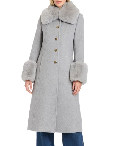 VINCE CAMUTO WOMEN'S SINGLE-BREASTED MAXI COAT W/ DETACHABLE FAUX FUR