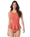 Vince Camuto Scuba Knit Skirted One Piece Swimsuit In Red