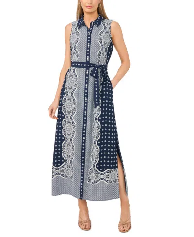 Vince Camuto Sleeveless Maxi Shirtdress In Multi
