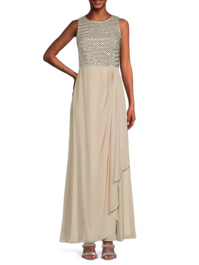 Vince Camuto Women's Sleeveless Sequin Column Gown In Champagne