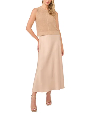 Vince Camuto Women's Sleeveless Tank Top And Slip Dress, 2-piece Set In Neutral