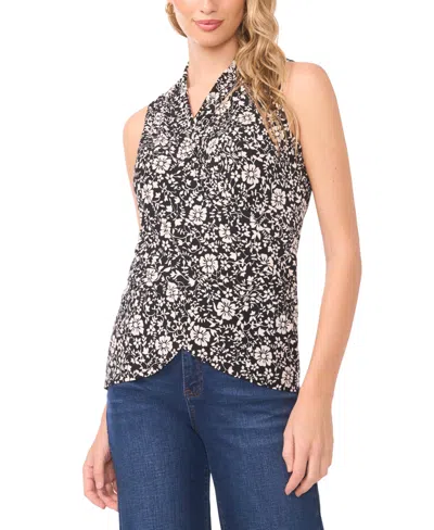 Vince Camuto Front Cross Over Wrap Tank Top In Black