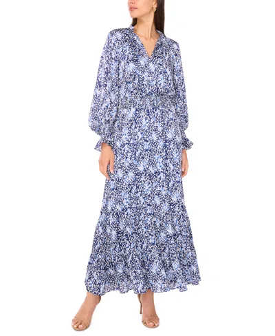 Vince Camuto Women's Smocked Ruffle Maxi Dress In Blue