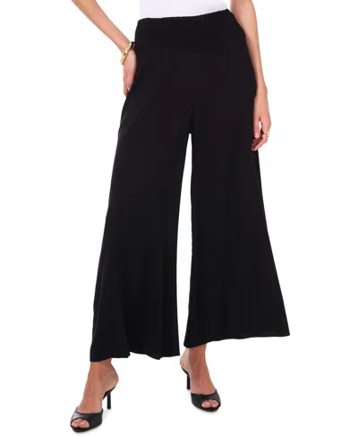 Vince Camuto Women's Smocked-waist Wide-leg Pants In Rich Black