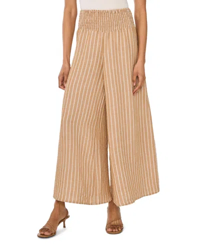 Vince Camuto Women's Smocked Wide-leg Pull-on Pants In Brown