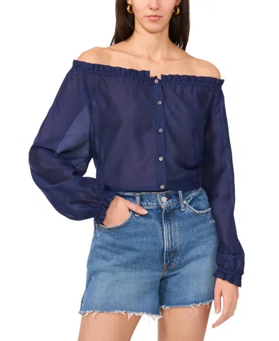 Vince Camuto Women's Solid-color Off-the-shoulder Button Blouse