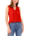 Vince Camuto Ruffle Neck Sleeveless Georgette Blouse In Fiery Red