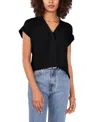 VINCE CAMUTO WOMEN'S SOLID SPLIT NECK SHORT SLEEVE BLOUSE